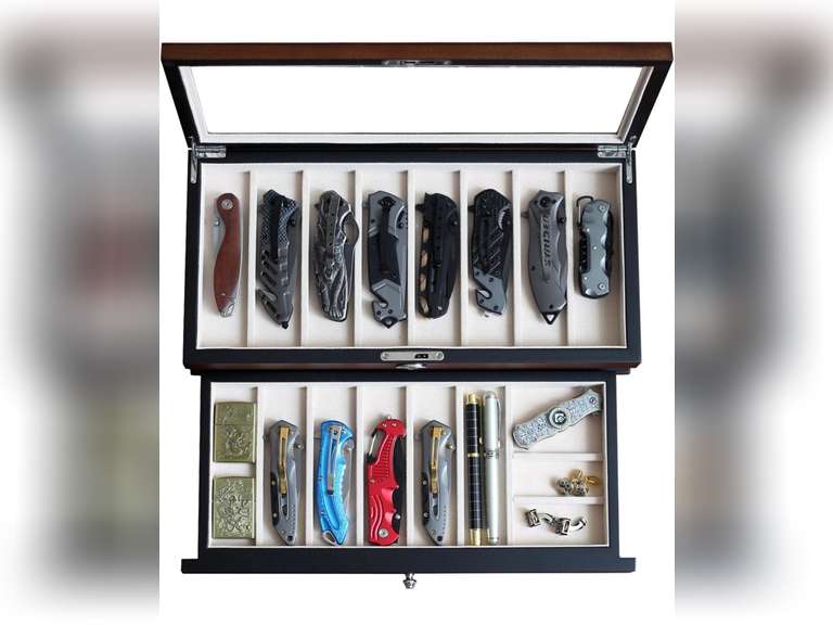 Besforu Pocket Knife Display Case for men collection holder 1517
