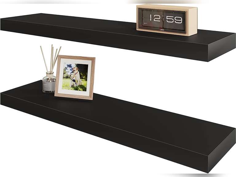 BAMEOS Floating Shelf,Wall Shelf,Decor Wall Mounted Shelves,Hanging Shelf Set L24xW6 for Bathroom Kitchen Living,Kitchen,Room Bedroom Storage,Black 24x6 Black 38.69