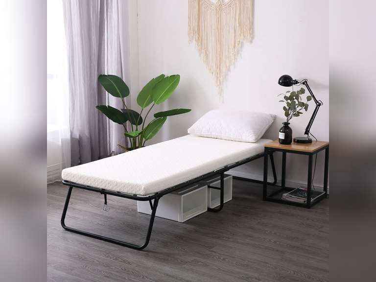 EISUIT Foldaway Guest Bed Cot Fold Out Bed - Portable Folding Bed Frame with Thick Memory Foam Mattress for Spare Bedroom & Office 189