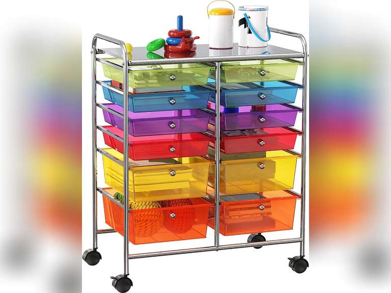 SimpleHouseware 12-Drawers Rolling Storage Cart, Multicolor Multi Color 74.87