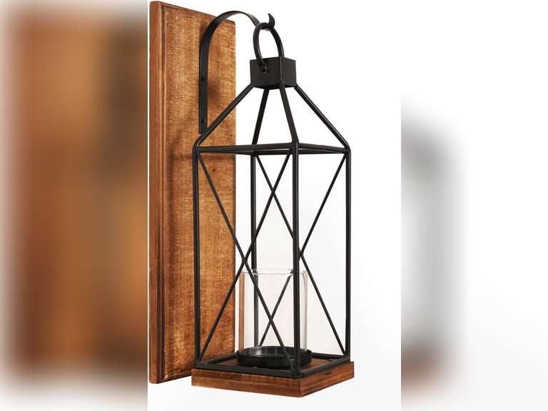 Homemory Wall Candle Sconce, Decorative Hanging Candle Lantern with Windproof Glass Holder Dark Brown 35.99