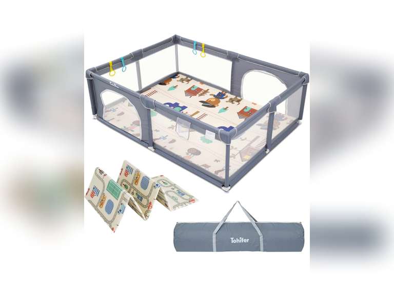 Baby Playpen with Mat, Large Baby Play Yard for Toddler, BPA-Free, Non-Toxic, Safe No Gaps Playards for Babies, Indoor & Outdoor Extra Large Kids Activity Center 79"x59"x26.5" with 0.4" Playmat 120