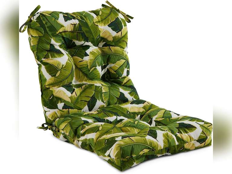 Greendale Home Fashions Outdoor Seat/Back Chair Cushion, 1 Count (Pack of 1), Tropical White 50.4