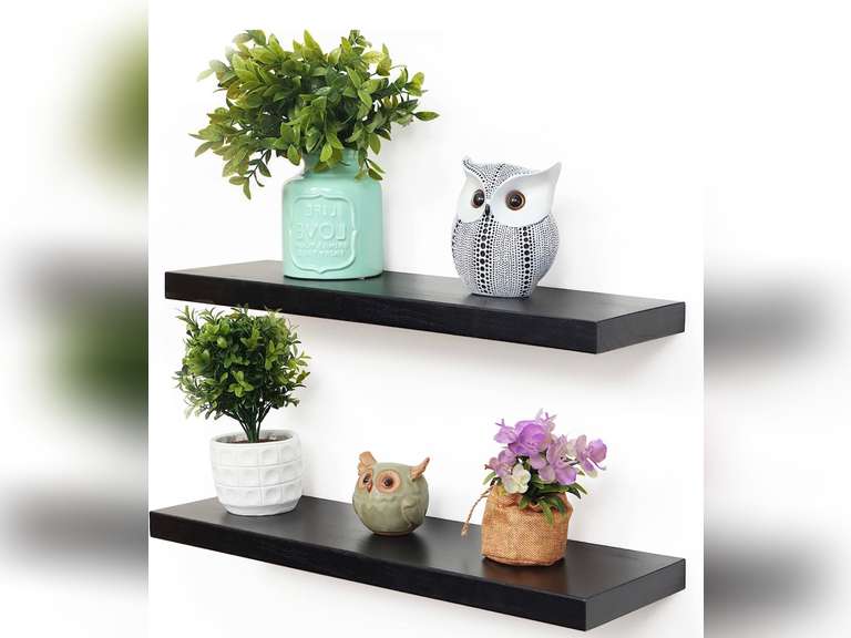Floating Shelves, Black 24 inch Long Wall Shelves,Wall Mounted Display Ledge Shelves Perfect for Bedroom Bathroom Living Room and Kitchen Decoration Storage 47