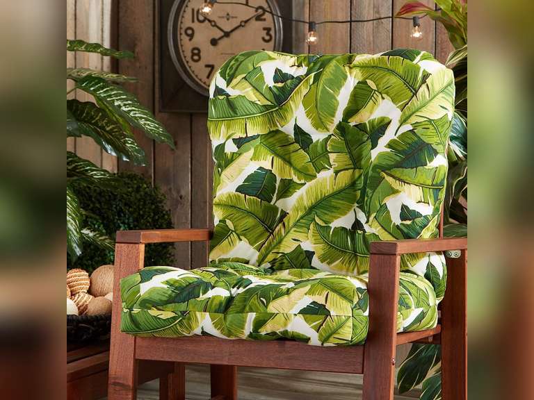 Greendale Home Fashions Outdoor Seat/Back Chair Cushion, 1 Count (Pack of 1), Tropical White 50.4