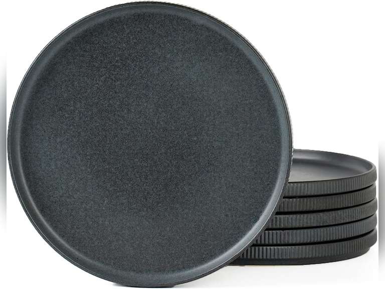 famiware Dinner Plates for 6, 10 inches Plate Set, Scratch Resistant, Stoneware Dinnerware, Kitchen Modern Rustic Serving Dishes, Black Matte Dinner Plate Full Glaze Black Matte 49.99