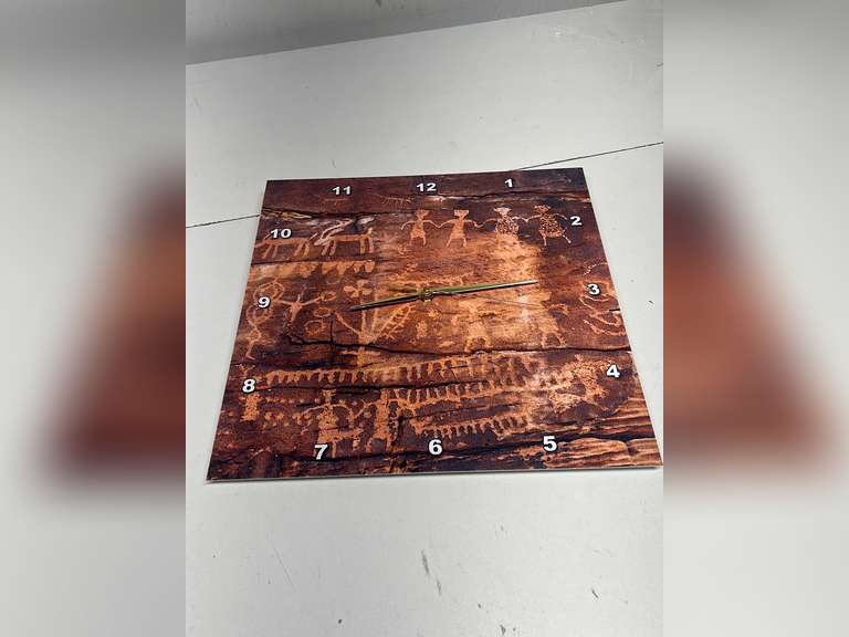 3D Rose USA-Southwest-Indian Petroglyphs on Sandstone Wall Clock, 15" x 15" 58.52