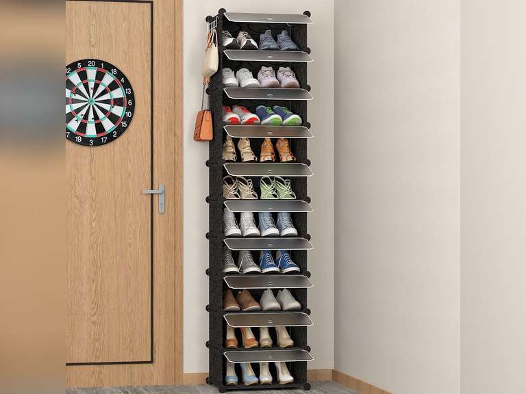 HOMIDEC Shoe Storage, 10-Tier Shoe Rack Organizer for Closet 20 Pair Narrow Shoes Shelf Cabinet for Entryway, Bedroom and Hallway Black 45.99