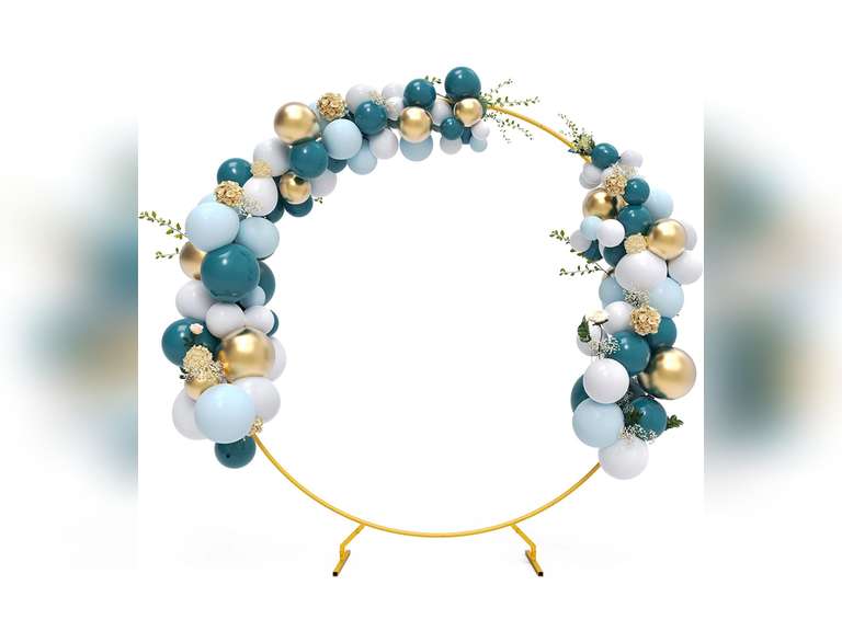 Sunnacate Balloon Arch Stand, 6.56 Ft Stable Golden Circle Balloon Arch Frame Round Backdrop Stand for Wedding Birthday Party Baby Shower Decoration 42
