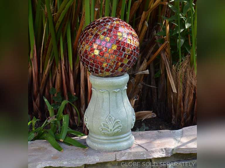 Alpine Corporation 12" Tall Indoor/Outdoor Roman Column Gazing Globe Display Stand, Mixed Colors 30.99