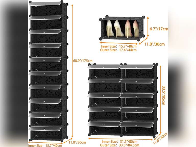 HOMIDEC Shoe Storage, 10-Tier Shoe Rack Organizer for Closet 20 Pair Narrow Shoes Shelf Cabinet for Entryway, Bedroom and Hallway Black 45.99