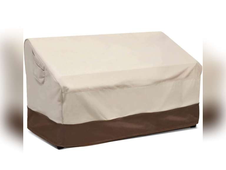 Vailge 2-Seater Heavy Duty Patio Bench Loveseat Cover, 100% Waterproof Outdoor Sofa Cover, Lawn Patio Furniture Covers with Air Vent, Small(Standard), Beige & Brown 38
