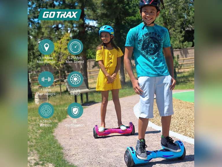 Gotrax NOVA Hoverboard with 6.5" LED Wheels, Max 3.1 Miles & 6.2mph Power by Dual 200W Motor, LED Fender Light/Headlight，UL2272 Certified & 65.52Wh Battery Self Balancing Scooter for 44-176lbs Matte Black 159.99