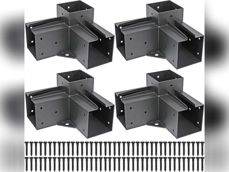 Antsky Stainless Steel 3-Way Right Angle Corner Pergola Bracket with Screws for 4x4 Inch(Actual: 3.5x3.5 Inch) Wood Beams，Pergola/Gazebo Kit (4 Pack) 4x4inch(Actual: 3.5x3.5inch) 149.5
