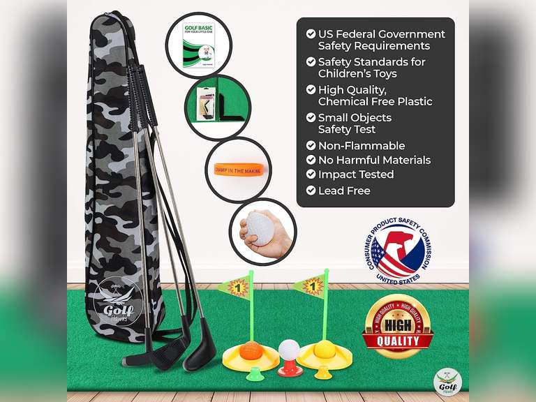 (Lab Tested) - Premium Kids Golf Clubs 3-5 - Kids Golf Set - Toy Golf Set - Toddler Golf Set - Golf Toys for Kids - Mini Golf Set - Baby Toddler Golf Clubs - Plastic Play Golf Clubs - Age 3 4 5 6 32.69