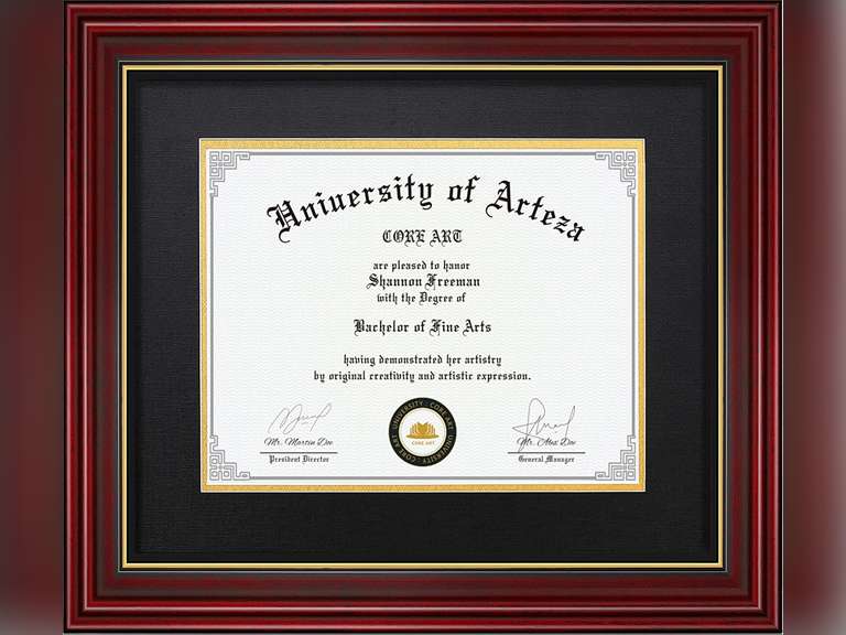CORE ART Diploma Frame Display 11x14 Document with Mat or 15x18 Pictures without Mat, Real Wood Wall Frame with Tempered Glass(Cherry Red) Cherry Red - Black 15x18 for 11x14 54.49