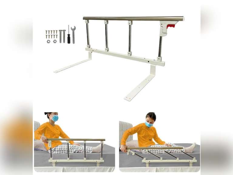 Bed Rails for Elderly Adults Seniors Bed Cane Assist Bar Railings Handle Bedside Rail Adjustable Safety Hospital Assistive Devices Guard Fall Prevention Handicap Grab Bar Support Rail - 37"x14" 72