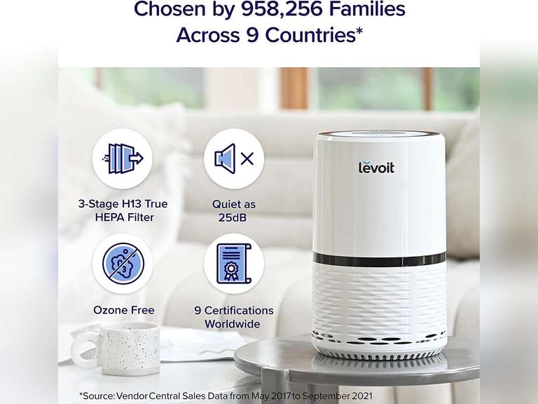 LEVOIT Air Purifiers for Home, HEPA Filter for Smoke, Dust and Pollen in Bedroom, Ozone Free, Filtration System Odor Eliminators for Office with Optional Night Light, 1 Pack, White White 1 Pack 69.98