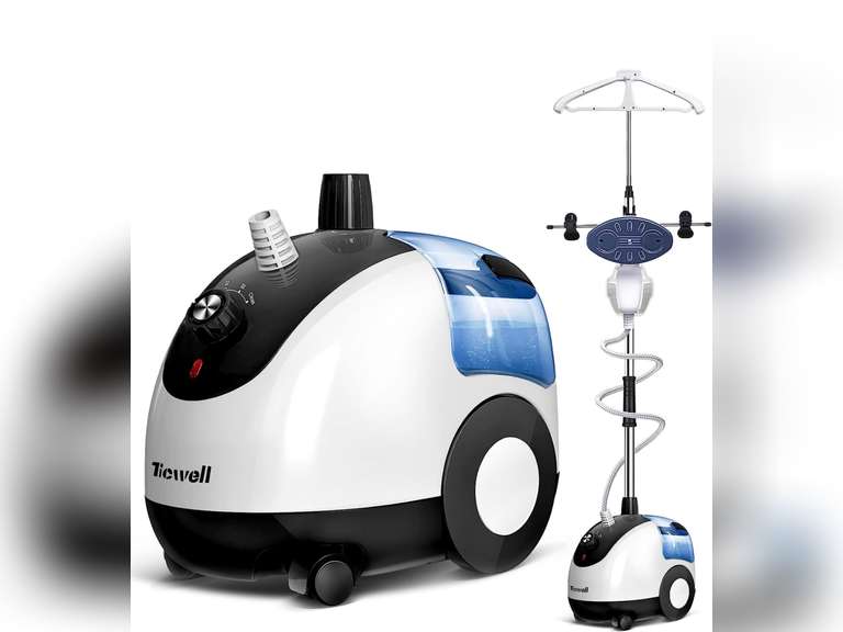 TICWELL Professional Steamer for Clothes, 1600 Watt Powerful Garment Steamer 20s Fast Heating with 4 Steam Levels, 2.4 Liter(81 fl.oz.)Water Tank 90 Mins of Continuous Steam, Self-Cleaning in One Step 100