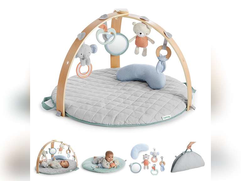Ingenuity Cozy Spot Reversible Duvet Activity Gym & Play Mat with Wooden Bar - Loamy, Ages Newborn + 48.99