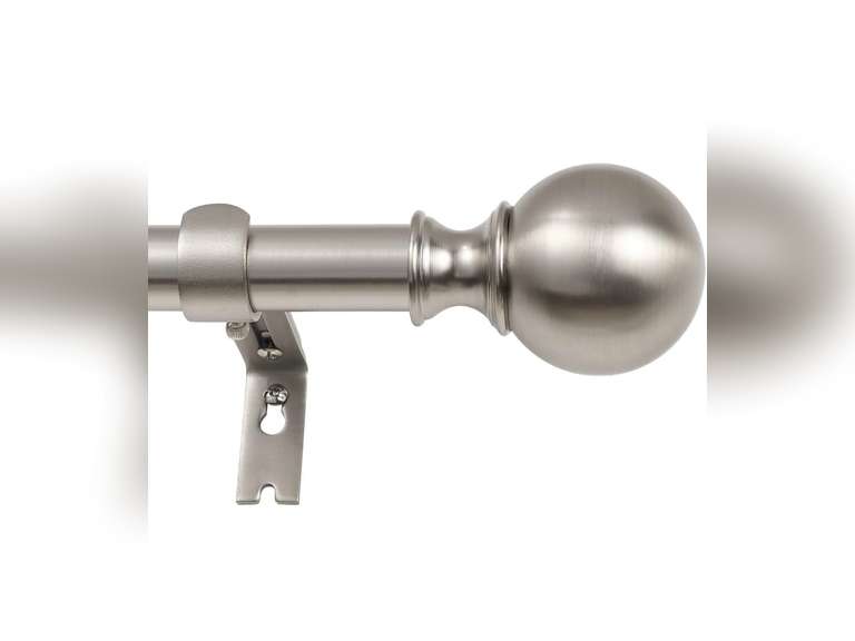 Brushed Nickel Curtain Rods for Window 36 to 72 Inch, Single Curtain Rods Drapery Rods, Adjustable 1-Inch Thicken Window Treatment Curtain Rods, Telescoping Decorative Curtain Rods with Round Finial 30