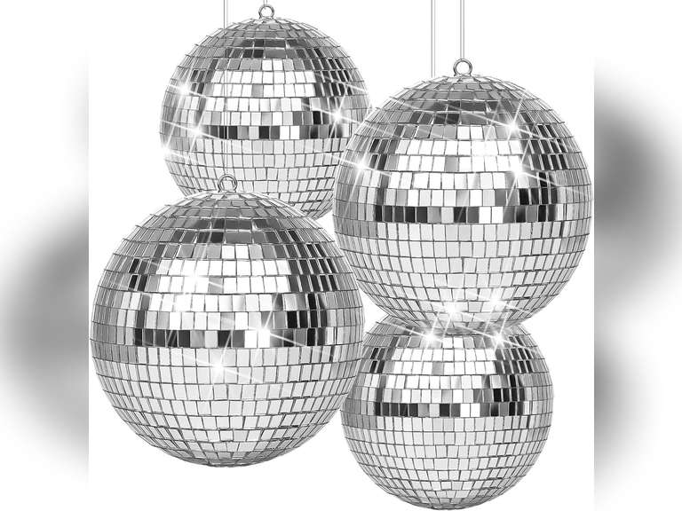 4 Pack Large Disco Ball Silver Hanging Disco Balls Reflective Mirror Ball Ornament for Party Holiday Wedding Dance and Music Festivals Decor Club Stage Props DJ Decoration (6 Inch, 4 Inch) 35.99