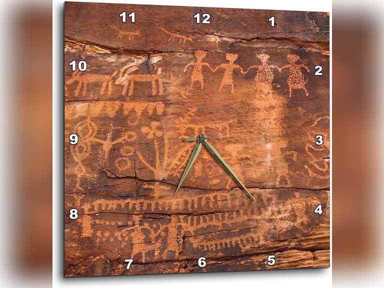 3D Rose USA-Southwest-Indian Petroglyphs on Sandstone Wall Clock, 15" x 15" 58.52