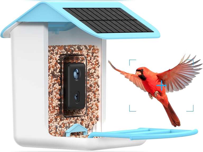 AUXCO Bird Feeder with Camera, 2023 Newest Dual Solar Panels Charging Smart Bird Feeder Camera, AI Identify 11000+ Bird Species, Auto Capture Bird Videos & APP Notify Video Bird Camera for Bird Lovers 259.98