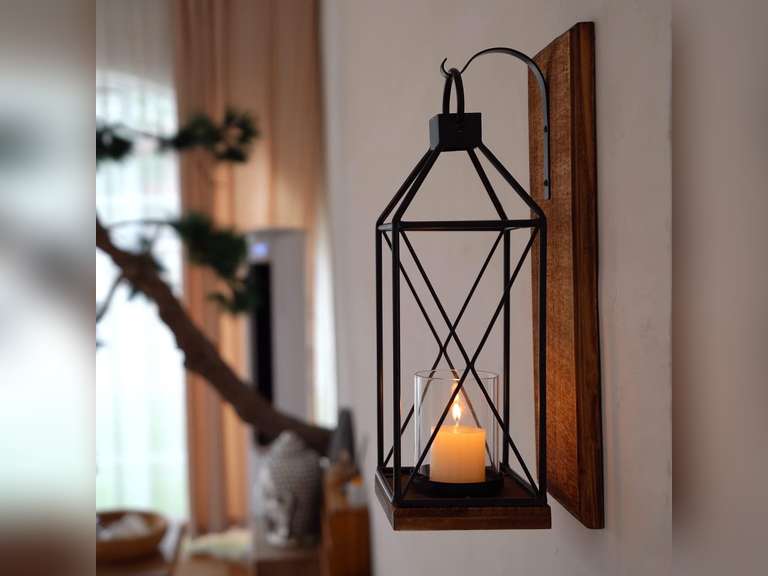 Homemory Wall Candle Sconce, Decorative Hanging Candle Lantern with Windproof Glass Holder Dark Brown 35.99