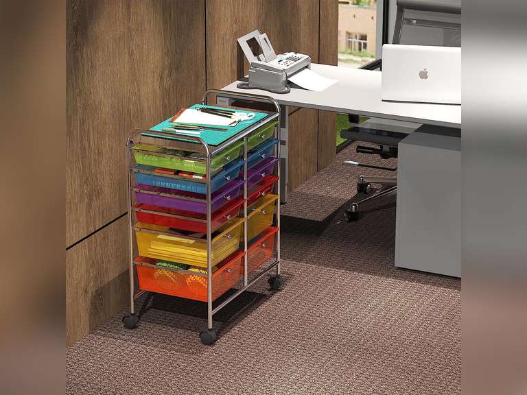 SimpleHouseware 12-Drawers Rolling Storage Cart, Multicolor Multi Color 74.87