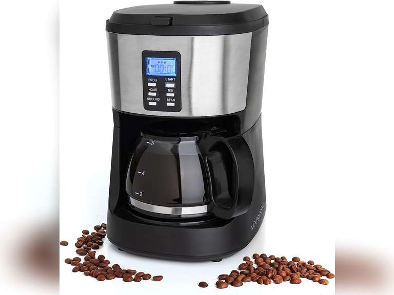 Mixpresso 5-Cup Drip Coffee Maker, Automatic Brew Coffee Pot Machine with Built-In Burr Coffee Grinder, Programmable Smart Coffee Maker with Timer With Glass Carafe Coffee Pot 5 Cup With Grinder 55.99