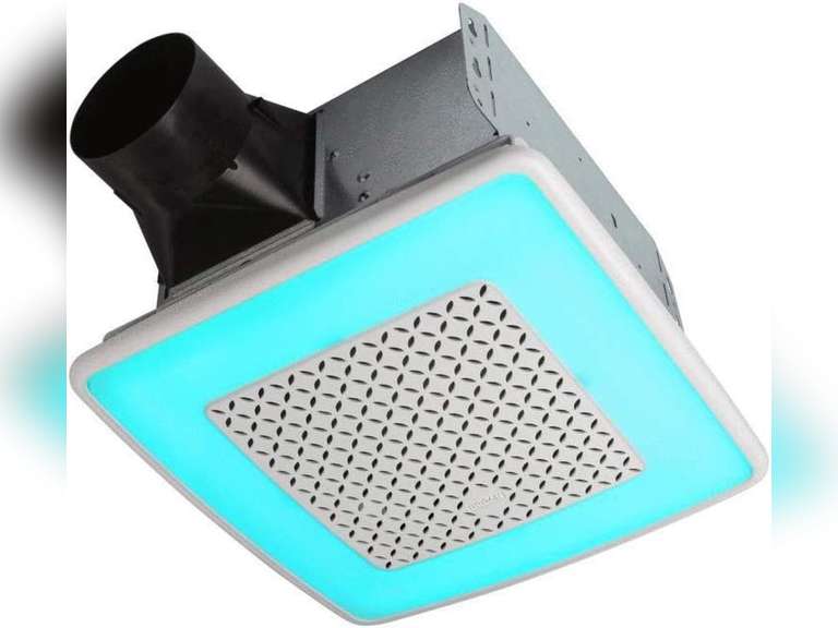 Broan-NuTone AER110RGBL ChromaComfort 110 CFM Ventilation Fan with 24 Color Selectable LED, 1.5 Sones, ENERGY STAR Certified, White 156.2