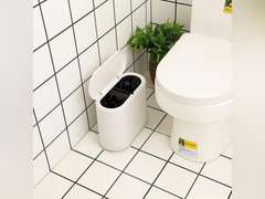 Cq acrylic 8L Slim Bathroom Trash Can Plastic 2.1 Garbage Can with Press Top Lid,Dog Proof Wastebasket Trash Can for Bedroom,Kitchen,Office,Living Room White 8L White 19.99