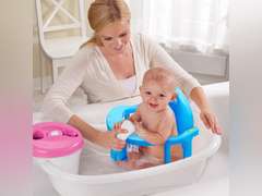 Newborn Infant Baby Bath Seat, Non-Slip Infants Baby Bath Chair for Bathtub, Cute Shape Baby Shower Chairs for Tub Sitting up, Surround Bathroom Seats for Baby 6-18 Months (Pure White) 45.99