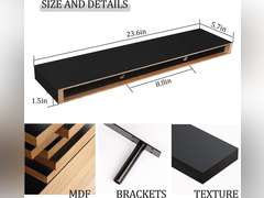 BAMEOS Floating Shelf,Wall Shelf,Decor Wall Mounted Shelves,Hanging Shelf Set L24xW6 for Bathroom Kitchen Living,Kitchen,Room Bedroom Storage,Black 24x6 Black 38.69