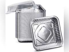 (35 Pack) 8” x 8” Square Baking Cake Pans with Plastic Dome Lids | Heavy Duty l Disposable Aluminum Foil Tins l Portable Food Containers l Perfect for Roasting Oven Toaster Cooking 25.99