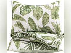 HORIMOTE HOME Tropical Plants Quilt Set Queen Size 3 Pieces, Green Palm Leaves Rainforest Style Fine Printed Reversible Bedspreads Bedding Sets, Soft and Lightweight Bed Coverlet for All Season Green Full/Queen 39.99