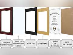 CORE ART Diploma Frame Display 11x14 Document with Mat or 15x18 Pictures without Mat, Real Wood Wall Frame with Tempered Glass(Cherry Red) Cherry Red - Black 15x18 for 11x14 54.49