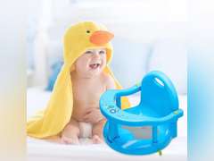 Newborn Infant Baby Bath Seat, Non-Slip Infants Baby Bath Chair for Bathtub, Cute Shape Baby Shower Chairs for Tub Sitting up, Surround Bathroom Seats for Baby 6-18 Months (Pure White) 45.99