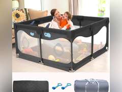 Letfonmo Playpen with Mat for Babies and Toddlers, Baby Play Yards No Gaps, Playpen with Gate, Indoor & Outdoor Kids Activity Center, Safety Baby Fence Play Area for Apartment 60