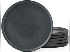 famiware Dinner Plates for 6, 10 inches Plate Set, Scratch Resistant, Stoneware Dinnerware, Kitchen Modern Rustic Serving Dishes, Black Matte Dinner Plate Full Glaze Black Matte 49.99