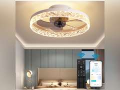 BESKETIE 20" Ceiling Fan with Lights, Modern Low Profile Ceiling Fan Light with Remote Control, Dimmable 3 Color 6 Wind Speeds Timing LED Fan Lamp Indoor for Bedroom, Living Room, Kids Room - White 100