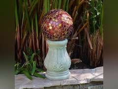 Alpine Corporation 12" Tall Indoor/Outdoor Roman Column Gazing Globe Display Stand, Mixed Colors 30.99