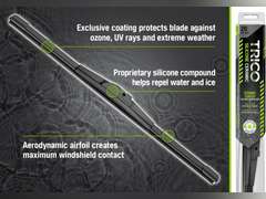 TRICO Silicone Ceramic 18 inch Automotive Replacement Windshield Wiper Blade, Ceramic Coated Silicone Super Premium All Weather Beam Blade (90-180), Black 18" (90-180) 28.64