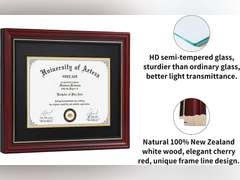 CORE ART Diploma Frame Display 11x14 Document with Mat or 15x18 Pictures without Mat, Real Wood Wall Frame with Tempered Glass(Cherry Red) Cherry Red - Black 15x18 for 11x14 54.49