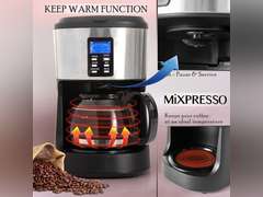 Mixpresso 5-Cup Drip Coffee Maker, Automatic Brew Coffee Pot Machine with Built-In Burr Coffee Grinder, Programmable Smart Coffee Maker with Timer With Glass Carafe Coffee Pot 5 Cup With Grinder 55.99
