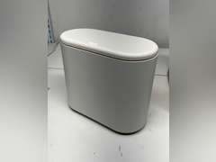Cq acrylic 8L Slim Bathroom Trash Can Plastic 2.1 Garbage Can with Press Top Lid,Dog Proof Wastebasket Trash Can for Bedroom,Kitchen,Office,Living Room White 8L White 19.99