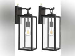 hykolity Large Size Dusk to Dawn Outdoor Wall Lanterns, 18 Inch Matte Black Porch Lights, Exterior Wall Lighting, Anti-Rust Architectural Outdoor Sconces, ETL Listed, 2 Pack 110