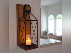 Homemory Wall Candle Sconce, Decorative Hanging Candle Lantern with Windproof Glass Holder Dark Brown 35.99