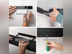 BAMEOS Floating Shelf,Wall Shelf,Decor Wall Mounted Shelves,Hanging Shelf Set L24xW6 for Bathroom Kitchen Living,Kitchen,Room Bedroom Storage,Black 24x6 Black 38.69